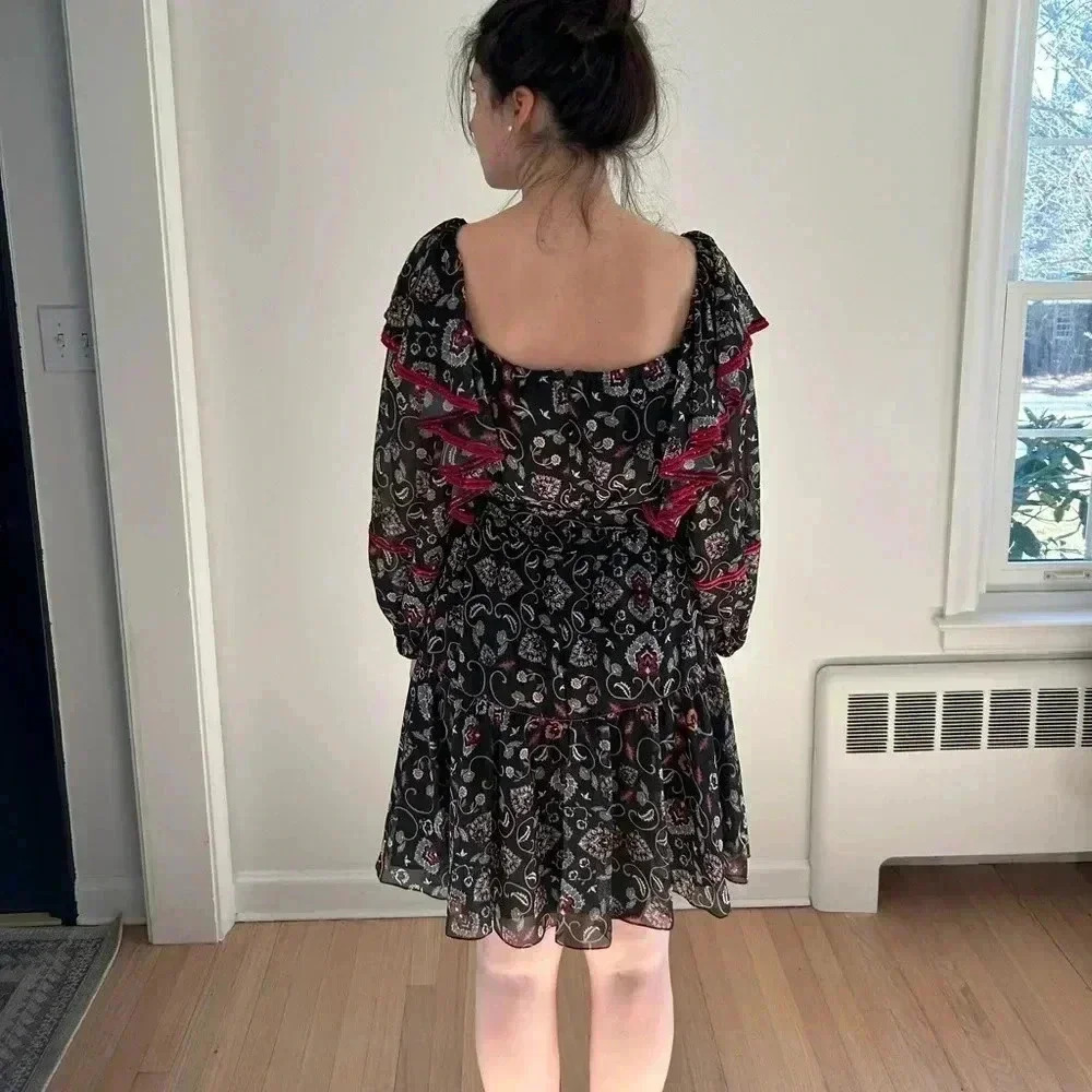 NWT SACHIN & BABIN Oliver ruffle floral square neck tie belt sun Anthropologie - Picture 13 of 13